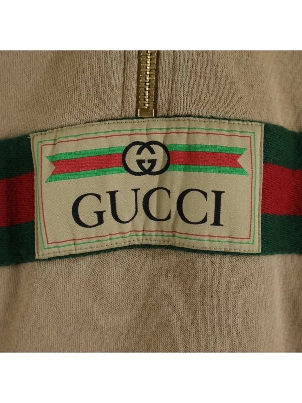Gucci GG Sherry Line Web Stripe Half Zip Sweatshirt Pullover Hoodie Brown